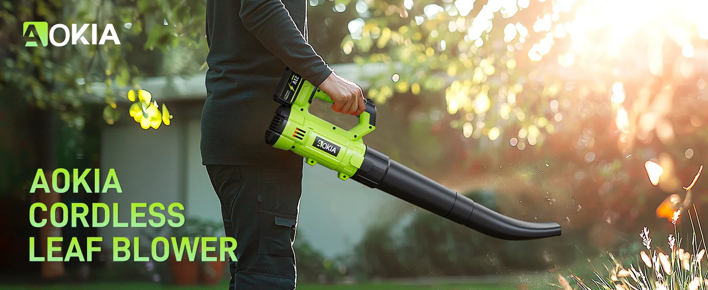 Cordless Leaf Blower 6-Speed Electric Blower with Battery Charger Turbo Motor Dual Tubes Lightweight for Lawn Patio Snow Removal