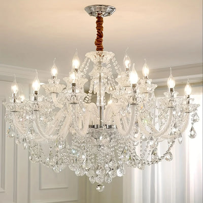 Luxury K9 Crystal Chandelier 18 Light Contemporary Clear Crystal Ceiling Chandelier Lighting, Luxurious Crystal Pendant Light