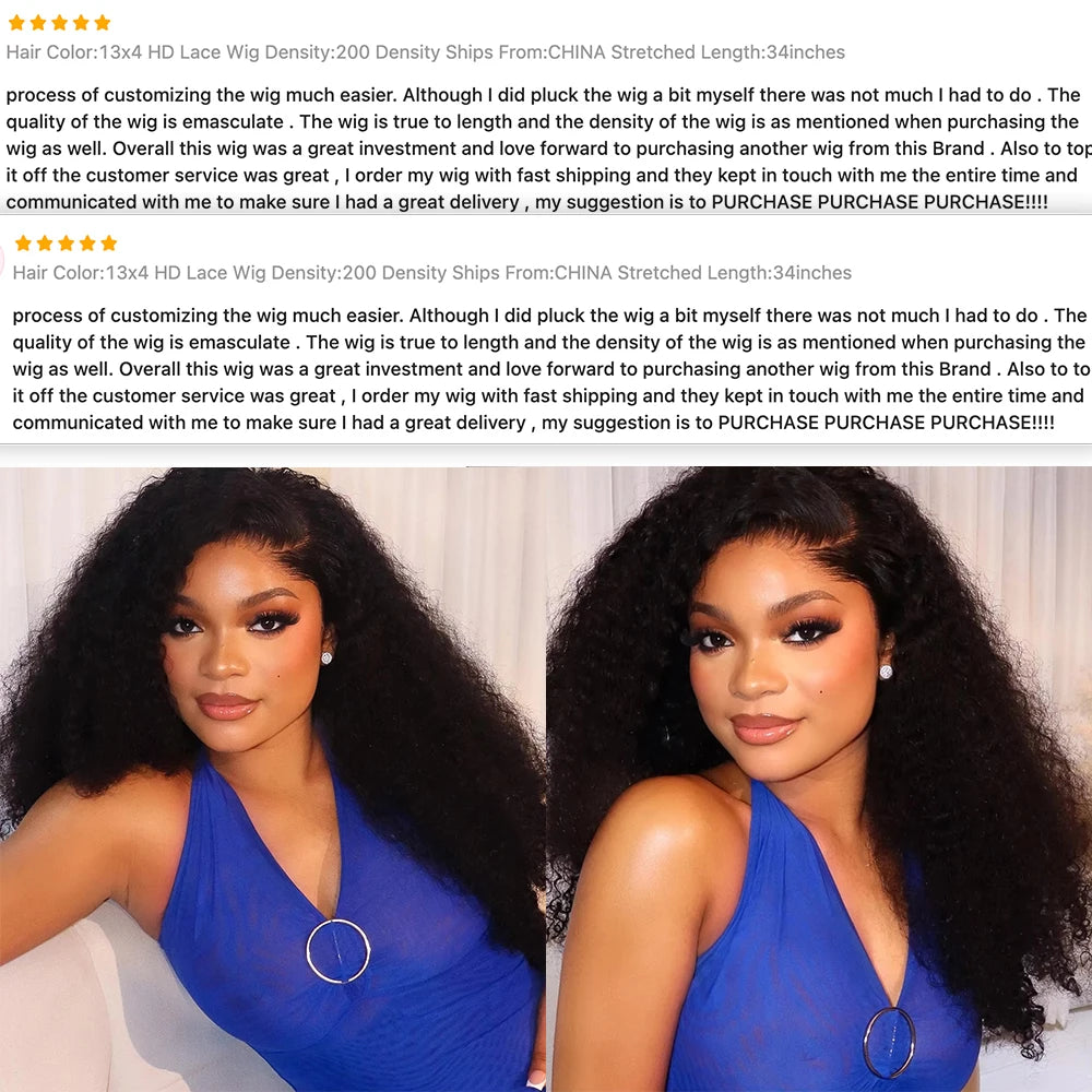 500 Density Glueless Wigs Human Hair Kinky Curly 13x6 Hd Lace Frontal Wig Brazilian 100% Human Hair Preplucked Wigs For Women