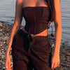 Women's Off Shoulder Strapless Lace Up Bustier Corset, Crop Tops, Black Sleeveless Vest, Cropped Feminino
