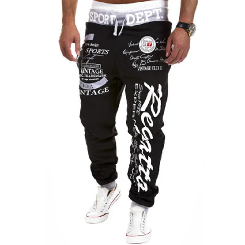 Men Streetwear Sweatpants Y2K Graffti Hip Hop Drawstring Waist Relaxed Fit Jogger Pants  with Pockets Loose Drop Crotch Trousers