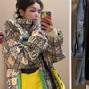 2023 European Station Winter New Down Jacket Women's Warm Fashion Short Color Patchwork Graffiti thick White Duck Down Coa