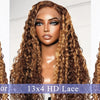30 34 Inch Highlight Ombre Lace Front Wig Curly Human Hair Wigs Honey Blonde Colored HD Deep Wave Frontal Wigs For Black Women