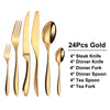 6/16/20/24Pcs Gold Tableware Stainless Steel 304 Cutlery Set Western Dinner Set Mirror Knife Fork Spoon Smooth Handle Flatware