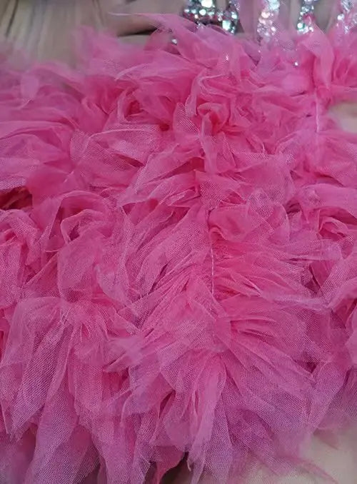 Ensemble haut et jupe sexy en dentelle, robe rose tendance, fête d'anniversaire, club dragqueen 303, performance  Y001