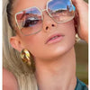 Fashion Model Ocean Yellow Square Sunglasses Women Luxury Brand Oversized Shades Pearl Chic Sun Glasses For Female Men Oculos