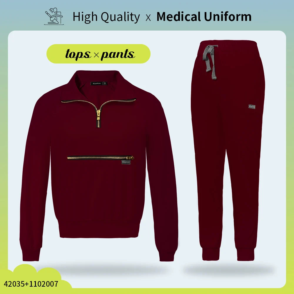 Hospital Medical Uniforms Nurse Suit Women Solid Color Dentistry Operating Room Scrub Set Two-piece Pet Grooming Doctor Workwear
