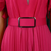 Elegant Pleated Jumpsuits & Rompers for Women V Neck Ruffles Belt Waisted High Waisted Floor Length Luxury Birthday Party Outfit