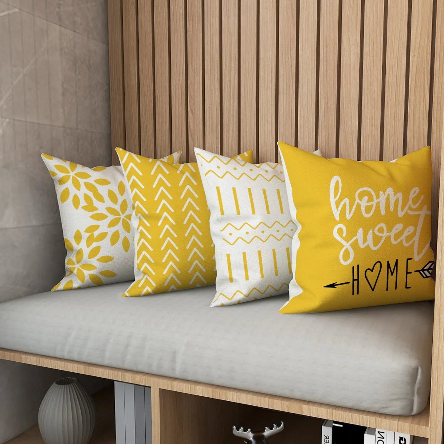 Pillow Covers 18x18 Set of 4, Modern Sofa Throw Pillow Cover, Decorative Home Outdoor Linen Fabric Geometric Pillow CaseArtistic