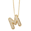 FLOLA Chunky Clear Crystal Initial Necklaces For Women Bubble Letter Necklace Custom Name Jewelry Birthday Gifts nkeb798