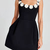 Women Summer O Neck Casual Patchwork Mini Dress, 2024 Sleeveless Sexy Zipper Party Dress, Backless Holiday Elegant Ladies Dress