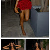 VC Christmas Dress Strapless Backless Red Structured Floral Embellished Mini Length Bodycon Celebrity Party Cocktail Dress