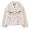 TRAF 2024 Woman Autumn Winter Faux Fur Coat Plush Fluffy Women's Jacket New in Outerwears White Red Gray Black Wool Blends Coats