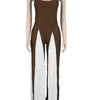 Beyprern Women's Patchwork Spaghetti Straps Knitted Wide Legs Jumpsuits One Piece Outfits Night Clubwear Female Workout Overalls