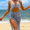 Women's Paisley Bikini Set Pareo With Skirt sarong Sexy Bohemian Beach Dress Beachwear Two-Piece Swimsuit Cover-Up Summer Outfit