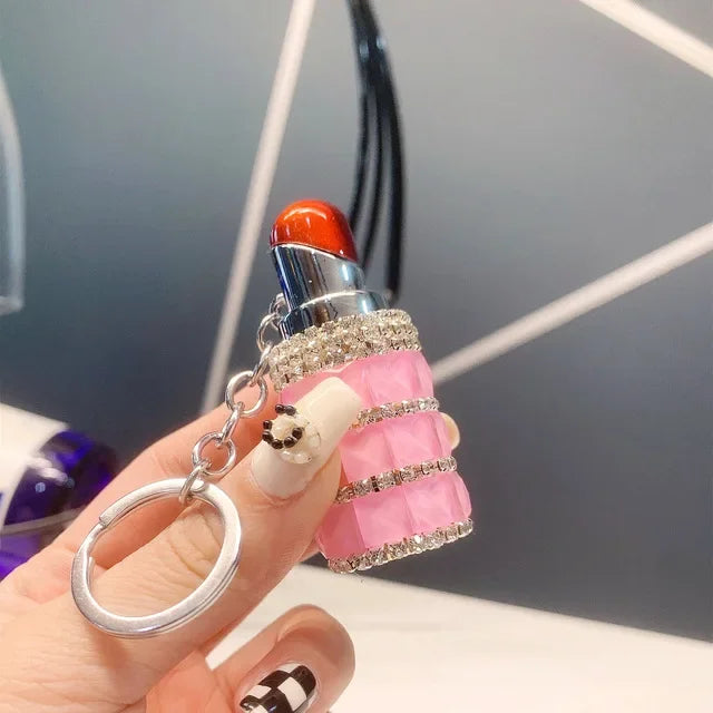 Luxury Diamond Lipstick Inflatable Lighter Mini Butane Pink Water Diamond Portable Lighter High End Women's Smoking Gift