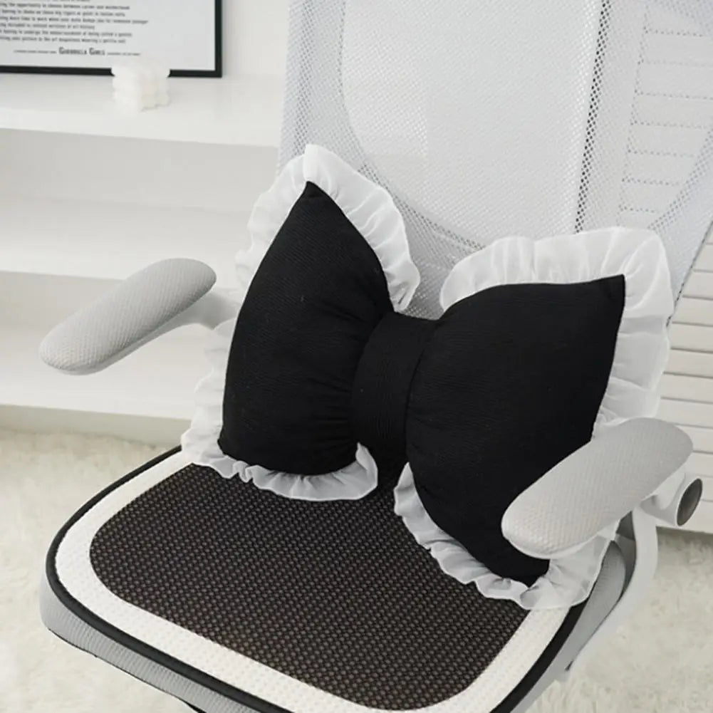 Pink Bow-shaped Pillow Ruffle Lace Decor Plush PP Cotton Filling Pillow Bed Couch Sofa Support Pillow Car Seat Companion Pillows
