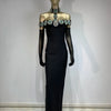 Summer Bandage Dress 2024 Women Celebrity Sexy Diamonds Crystal Black Maxi Long Bodycon Elegant Evening Club Party Dress