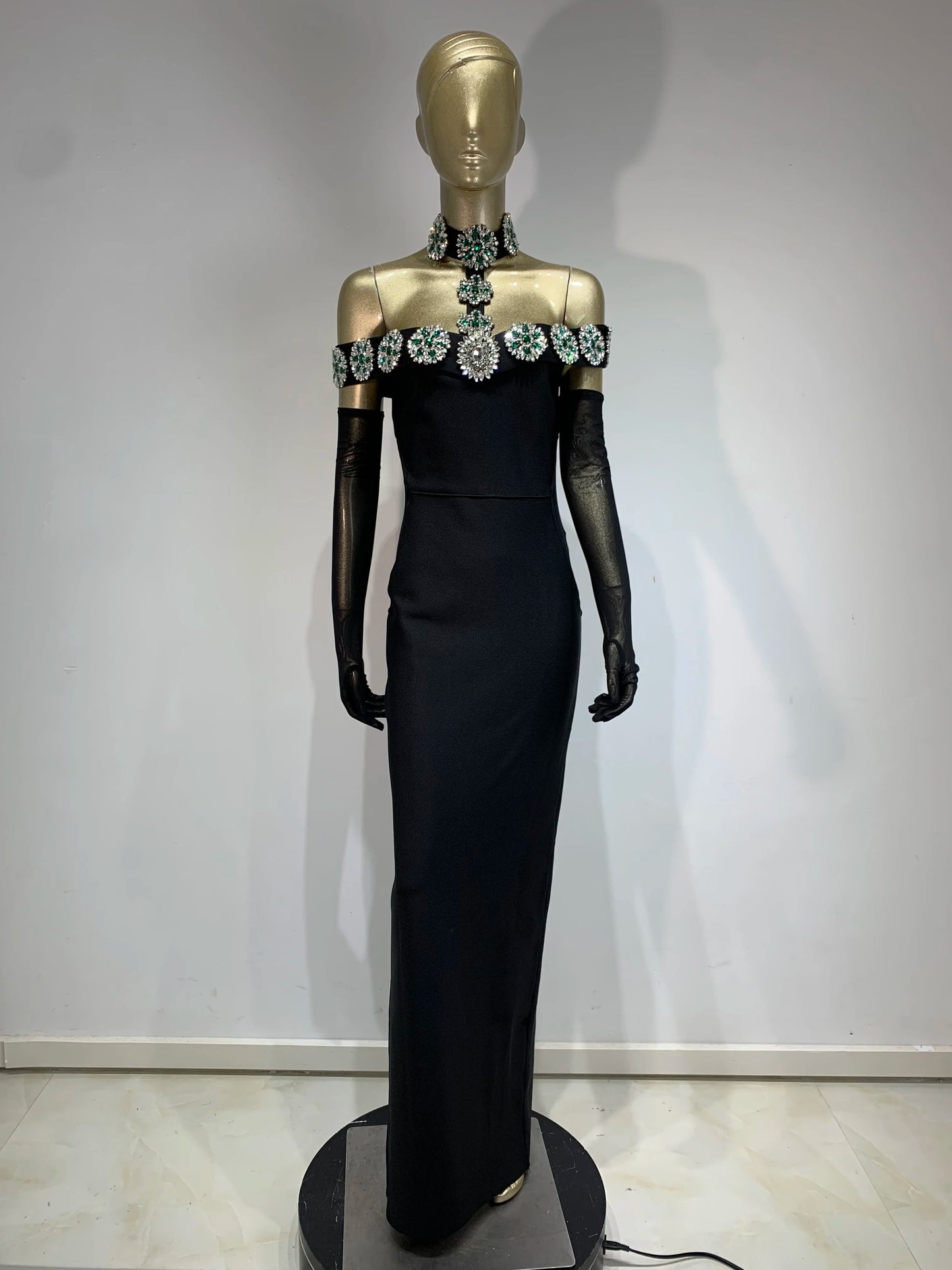 Summer Bandage Dress 2024 Women Celebrity Sexy Diamonds Crystal Black Maxi Long Bodycon Elegant Evening Club Party Dress