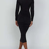 Autumn and Winter Women Sexy Bodycon Dress Square Neck Long Sleeved Ladies Evening Dresses