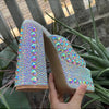 Luxury Handmade Full Rhinestones Platform Wedges Women Slippers Sandals Fashion Summer High heels Mules Slides Chunky Shoes