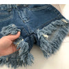 ITOOLIN Women Vintage Tassels Denim Shorts Button Loose High Waist A-line Jean Shorts Casual Women Office Trousers Streetwear