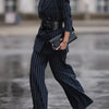 Modigirl 2025 New Blazers for Women Fall Spring Outerwear V-Neck Long Sleeves Striped Urban Ladies Clothing Jacket with Belt