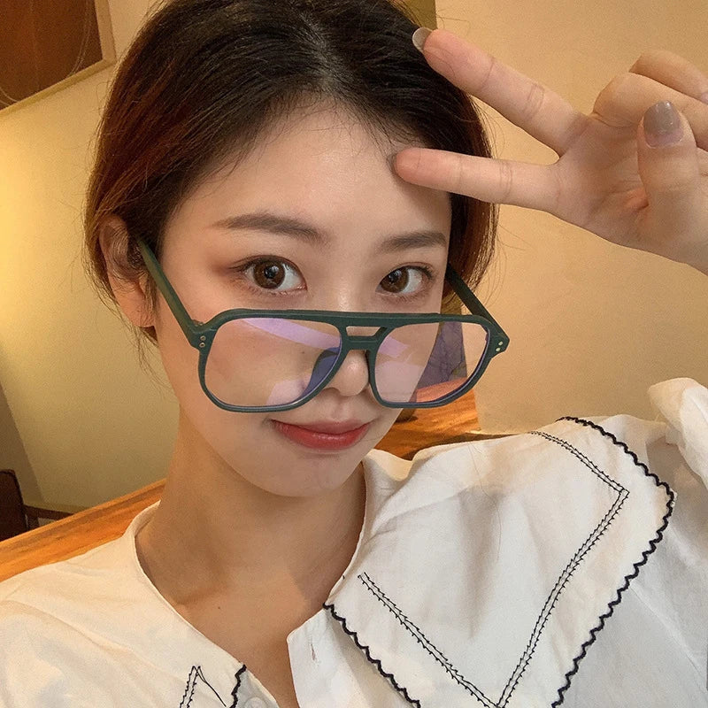 Retro Fashion Anti-blue Light Glasses Men Women Transparent Computer Glasses Frame Eyeglass Frame Flat Glasses Square Eyeglasse