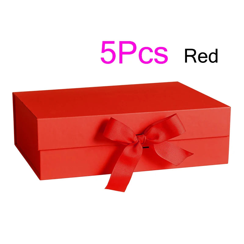5Pcs Gift Box With Lid Personalized Bridesmaid Groomsmen Proposal Box With Ribbon Present Packaging Box Wedding Boxes