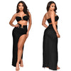 Women Two Piece Set Solid Color Breast Wrap Top and Irregular Slit Long Skirt Suit Lady Streetwear Mini Skirt Club Party Outfits