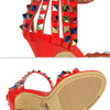 Summer Women Roman High Heels Rivets Studded Sandals Stiletto Gladiator Pumps Open Toe Luxury Shoes Hollow One-word Buckle 267-2