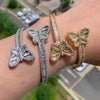 2025 New Iced Out Bling Opened Heart Flower Charm Bracelet AAA CZ Zircon Butterfly Bangle For Men Women Hip Hop Luxury Jewelry