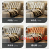 MINGDIBAO Luxury Modern Upholstered Bed Frame with Gold Accents, Genuine Leather Designer Bed, Queen/King Size Bedroom Furniture