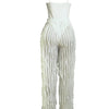 Women's Solid Backless Cami Bodysuit & Elastic Waist Frilled Pants Set, Fashion Casual V Neck Spaghetti Strap Bodysuit & Straigh
