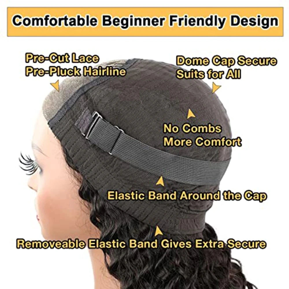 Ombre Blonde Wear and Go Glueless Short Curly 250% Density Human Hair Wigs Princess Hair Ready To Wear Lace Frontal Wigs