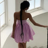 Mingmingxi Summer Wedding Guest Dresses for Women 2024 New Arrivals Purple Corset Sexy Dress Mini Elegant Fit and Flare Dress