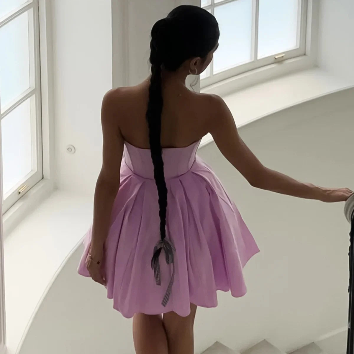 Mingmingxi Summer Wedding Guest Dresses for Women 2024 New Arrivals Purple Corset Sexy Dress Mini Elegant Fit and Flare Dress