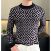 Autumn Winter Velvet Knitted Sweater Men's Long Sleeve Round Necked Sweater Slim Fit Casual Business Knitwear Tops Men Clothing