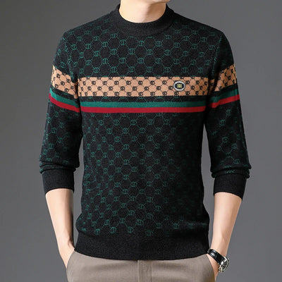 Brand 2023 Autumn High End Mens Velvet Knit Sweater Tops Designer Classic Casual Wool Pullover Fashion Soft Warm Winter Clothing