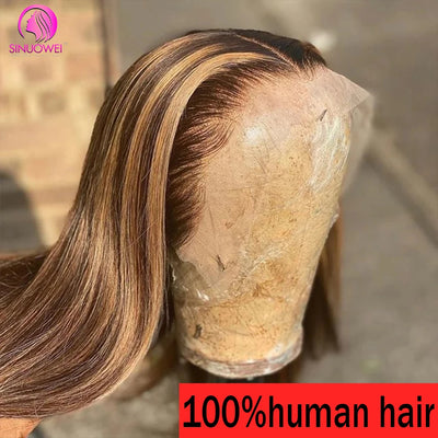 P4/27 Color Highlight Wigs 13x4 Lace Frontal Wig For Women Straight Lace Front Human Hair Wigs Preplucked Wig 100% Human Hair