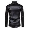 Men's Black Satin Luxury Dress Shirts Fashion Silk Smooth Tuxedo Shirt Solid Wedding Party Prom Casual Shirt Business Office