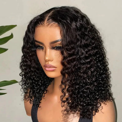 Curly Short Bob 200% HD 13X4 Lace Frontal 100% Natural Human Hair Wigs Deep Water Wave 13X4 Lace Front Wig 4x4 Closure For Women