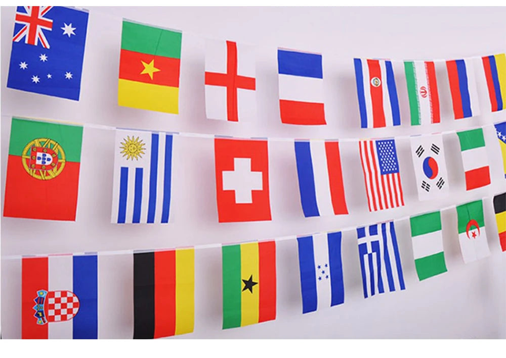 2026 14x21cm   48pcs  Country Flag NEW Football  Countries Flag Bunting National String Banner Event Garlands decoration