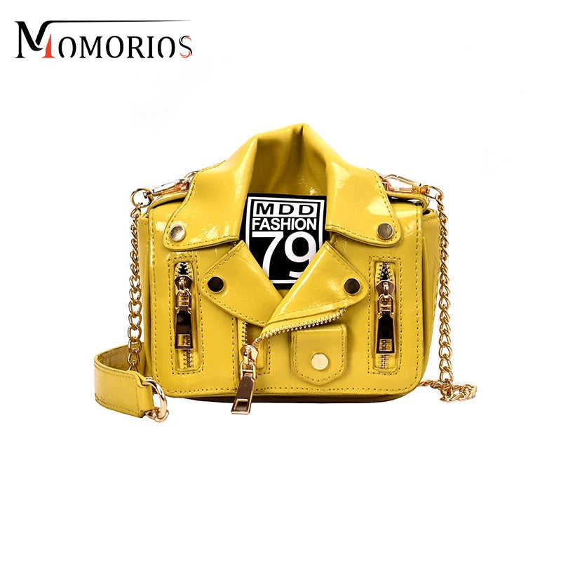 Luxury Designer PU Leather Rivet Zipper Mini Jacket Bag Fashion Crossbody Lady Bags Personality Purses & Handbags for Women