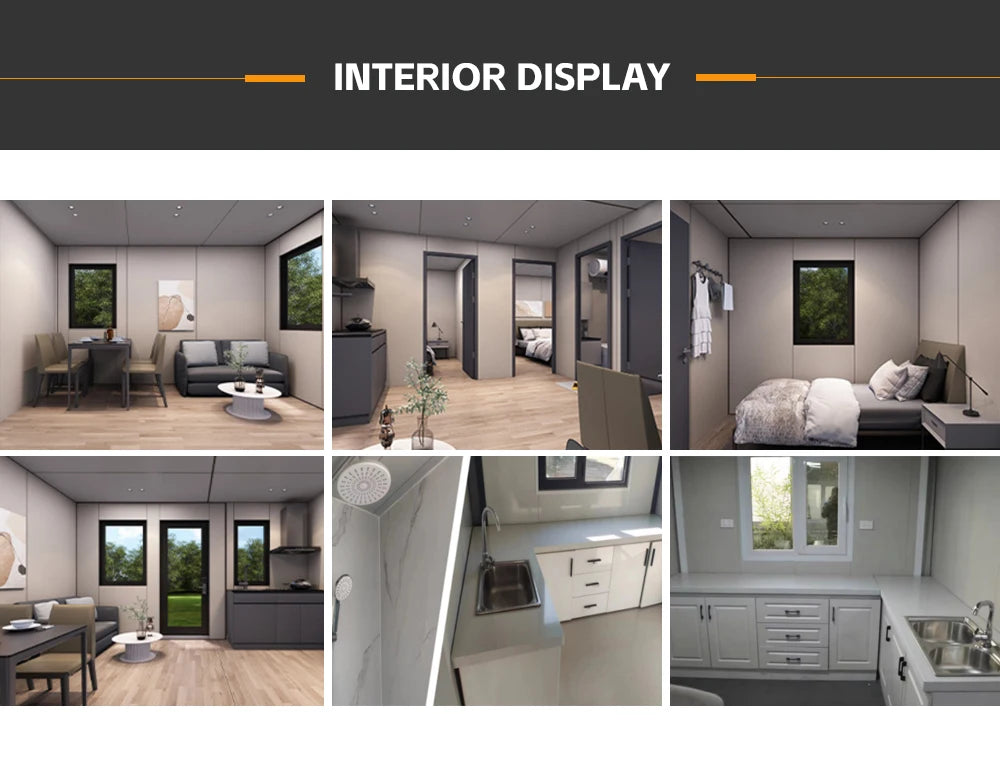 Prefabricated Prefab Mobile Tiny Home Light Steel Roof 2 3 4 5 Bedroom 20ft 40ft Folding Expandable Container House Terrace