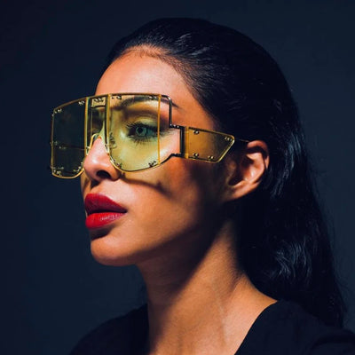 Luxury Fashion Brand Designer Big Frame Punk Sunglasses Women Men Vintage Popular Travel Oversized Steampunk Sun Glasses Eyewear