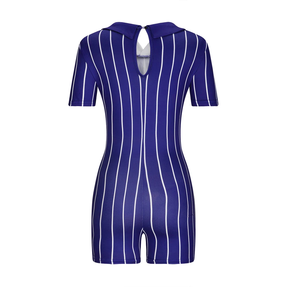 Women's V Neck Casual Jumpsuit One Piece Tight Short Rompers Sports Clothes Baseball Letter Print Summer Outfit New Fashion 2023
