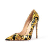 Sexy Stiletto Heel 2025 Print Flowers Pumps European Spring High Heels Party Pumps Ultra High Heeled  For Women Shoes Big Size45