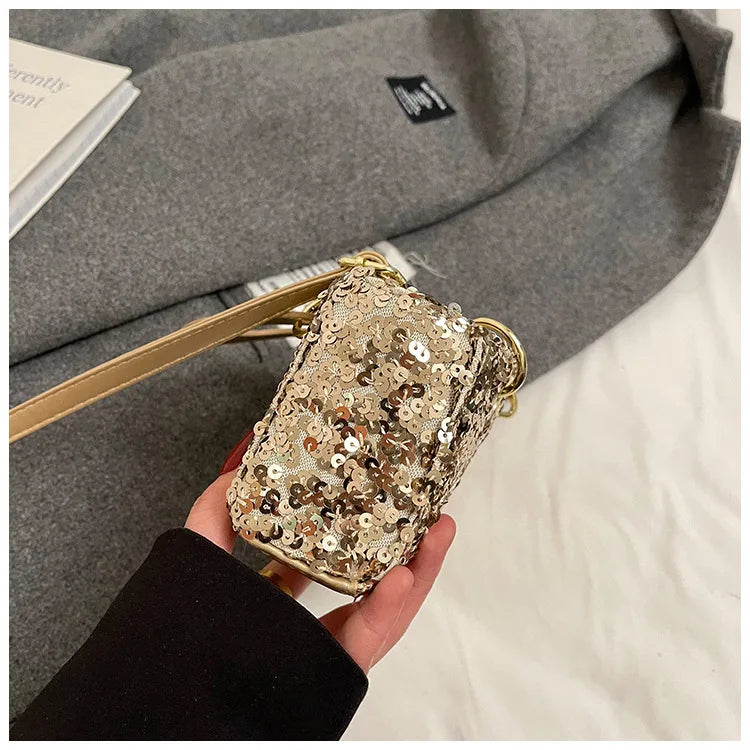 Sparkly Glitter Mini Evening Bag for Women, Designer Crossbody Shoulder Purse, Luxury Party Wedding Clutch, Unique Boutique Gift