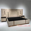 MANBAS Luxury Modern King Size Bed with Soft Upholstered Headboard and Storage Nightstands - Genuine Leather Bedroom Furniture